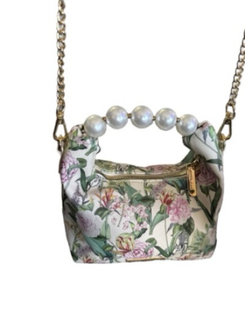 Betsey Johnson Floral Pearl-Handle Crossbody in Pink, Green & White - Picture 3 of 11